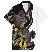 New Zealand Valentines Day Family Matching Long Sleeve Bodycon Dress and Hawaiian Shirt Piwakawaka Lovers Maori Koru Tattoo LT14 Dad's Shirt - Short Sleeve Black - Polynesian Pride
