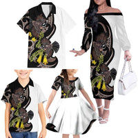New Zealand Valentines Day Family Matching Off The Shoulder Long Sleeve Dress and Hawaiian Shirt Piwakawaka Lovers Maori Koru Tattoo - Polynesian Pride