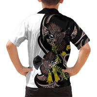 New Zealand Valentines Day Kid Hawaiian Shirt Piwakawaka Lovers Maori Koru Tattoo - Polynesian Pride