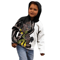 New Zealand Valentines Day Kid Hoodie Piwakawaka Lovers Maori Koru Tattoo - Polynesian Pride