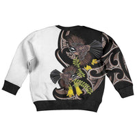 New Zealand Valentines Day Kid Ugly Christmas Sweater Piwakawaka Lovers Maori Koru Tattoo - Polynesian Pride