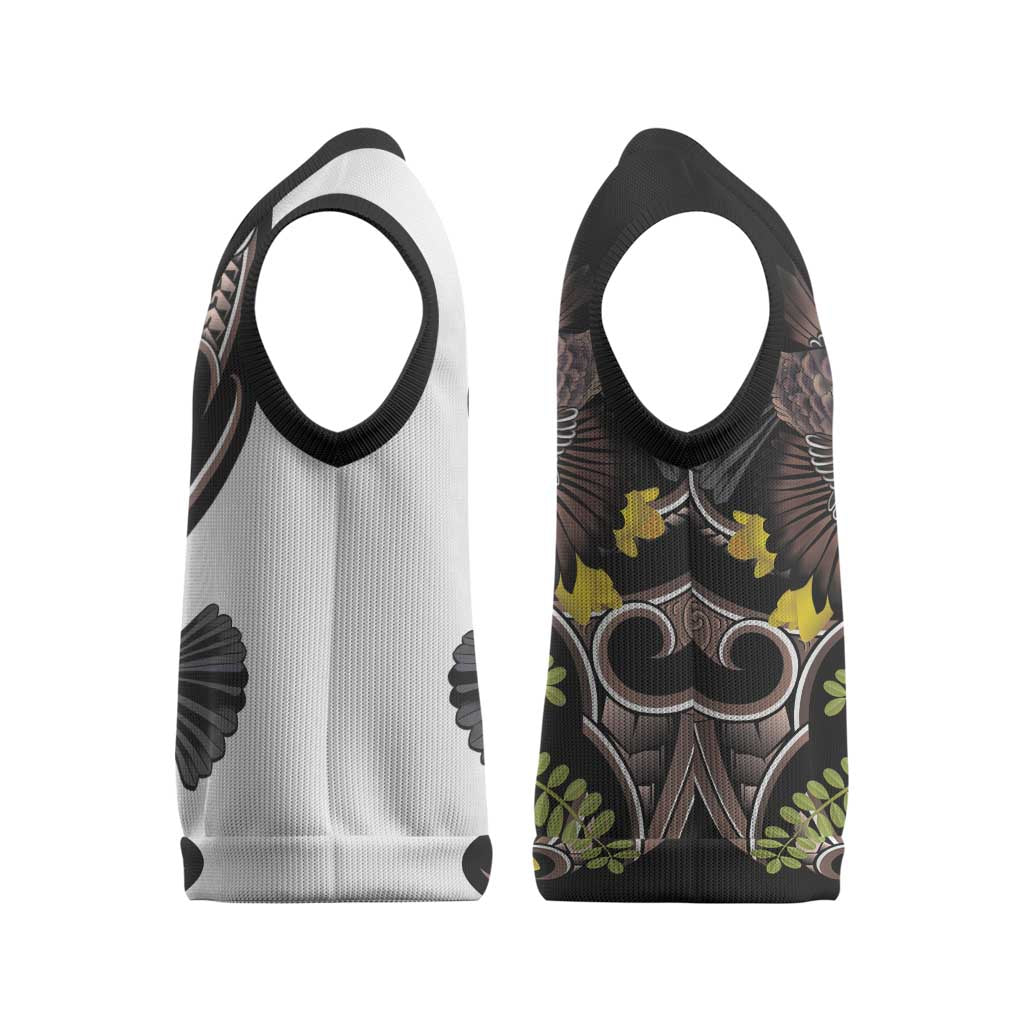 New Zealand Valentines Day Christmas Knitted V-Neck Vest Piwakawaka Lovers Maori Koru Tattoo - Polynesian Pride