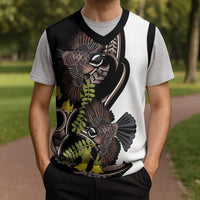 New Zealand Valentines Day Christmas Knitted V-Neck Vest Piwakawaka Lovers Maori Koru Tattoo - Polynesian Pride