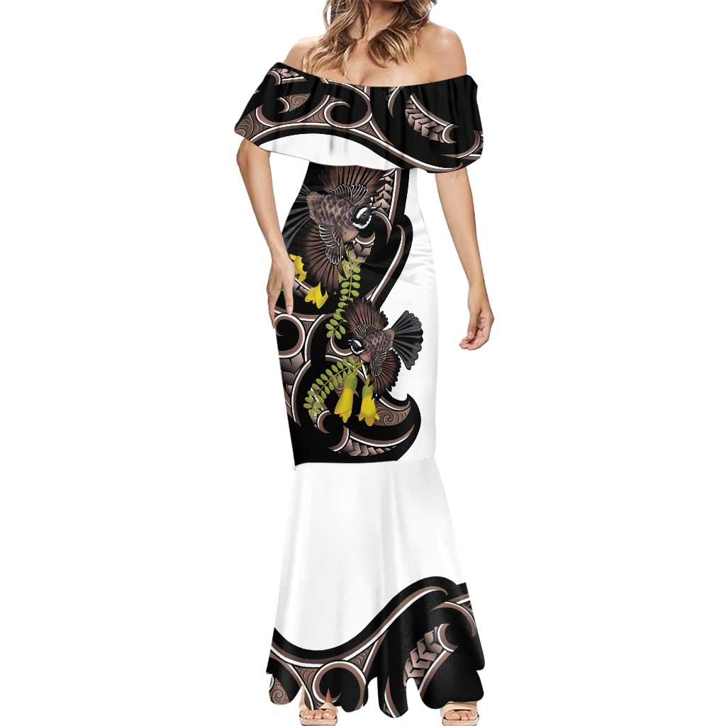 New Zealand Valentines Day Mermaid Dress Piwakawaka Lovers Maori Koru Tattoo - Polynesian Pride