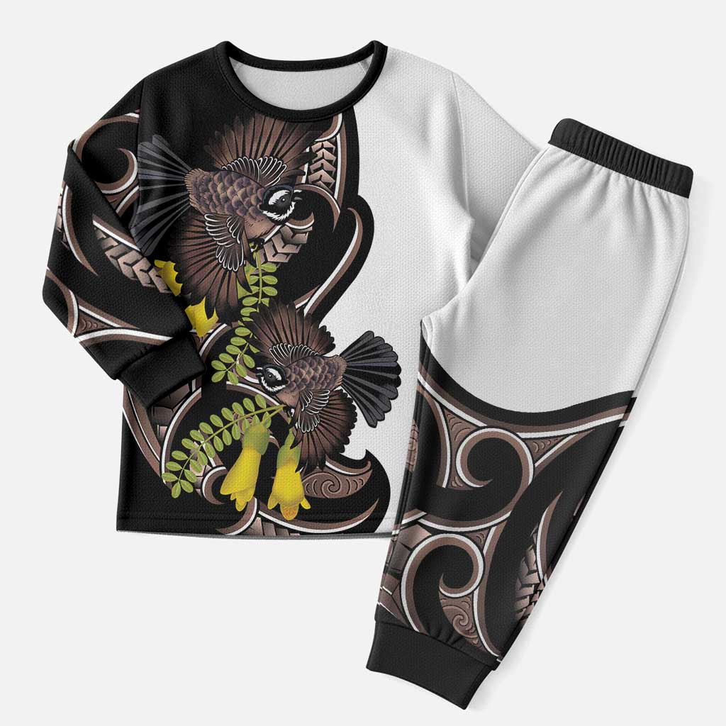 New Zealand Valentines Day Christmas Pajama Set Piwakawaka Lovers Maori Koru Tattoo - Polynesian Pride