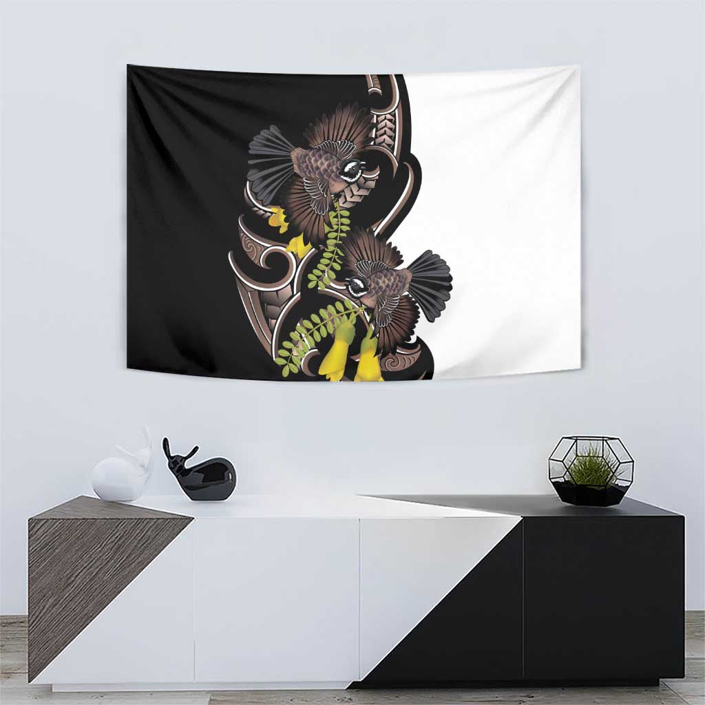 New Zealand Valentines Day Tapestry Piwakawaka Lovers Maori Koru Tattoo - Polynesian Pride