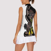 New Zealand Valentines Day Women Sleeveless Polo Shirt Piwakawaka Lovers Maori Koru Tattoo - Polynesian Pride