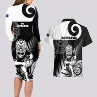New Zealand Silver Fern Rugby Couples Matching Long Sleeve Bodycon Dress and Hawaiian Shirt Go Champions NZ All Black Maori Koru LT14 - Polynesian Pride