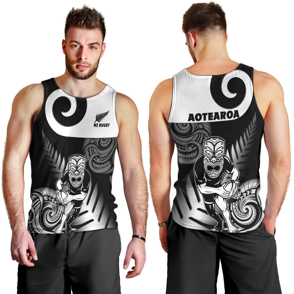 New Zealand Silver Fern Rugby Men Tank Top Go Champions NZ All Black Maori Koru LT14 - Polynesian Pride