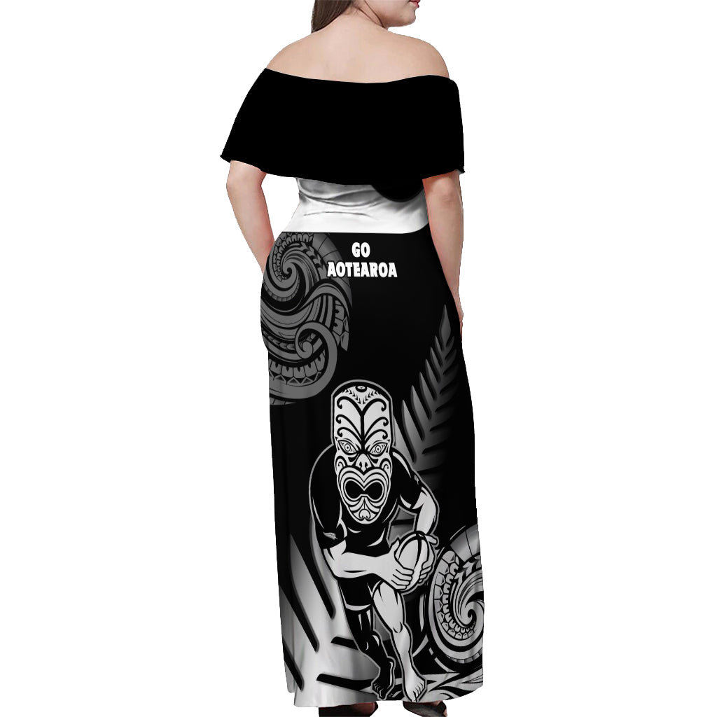 New Zealand Silver Fern Rugby Off Shoulder Maxi Dress Go Champions NZ All Black Maori Koru LT14 - Polynesian Pride