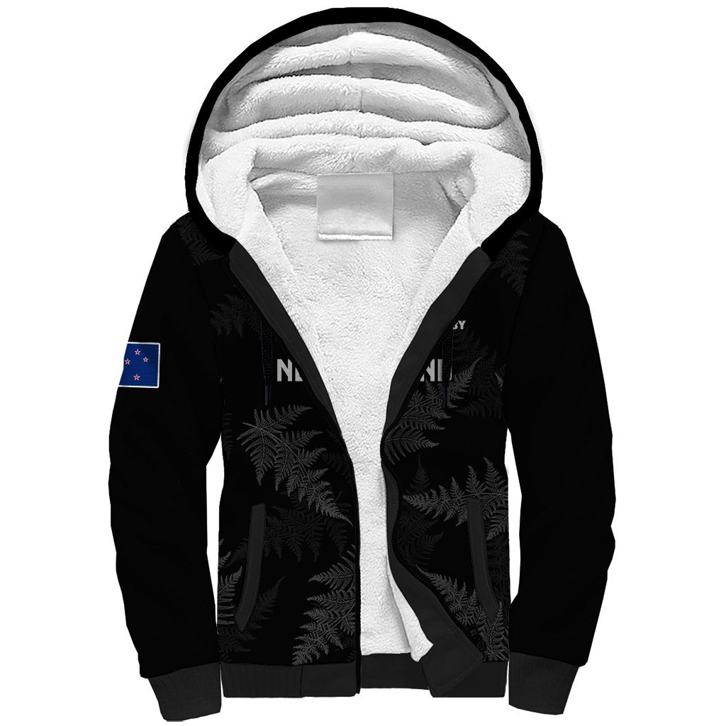 New Zealand Silver Fern Rugby Sherpa Hoodie 2023 Go Aotearoa Champions World Cup LT14 Unisex Black - Polynesian Pride