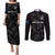Custom New Zealand Silver Fern Rugby Couples Matching Puletasi Dress and Long Sleeve Button Shirts 2023 Go Aotearoa Champions World Cup LT14 Black - Polynesian Pride