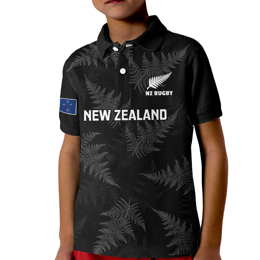 Custom New Zealand Silver Fern Rugby Kid Polo Shirt 2023 Go Aotearoa Champions World Cup LT14 Kid Black - Polynesian Pride