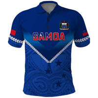 Custom Samoa Rugby Polo Shirt 2023 Go Manu Samoa LT14 Blue - Polynesian Pride
