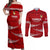 Tonga Rugby Couples Matching Off Shoulder Maxi Dress and Long Sleeve Button Shirts 2023 Ikale Tahi Tongan Ngatu Pattern LT14 Red - Polynesian Pride