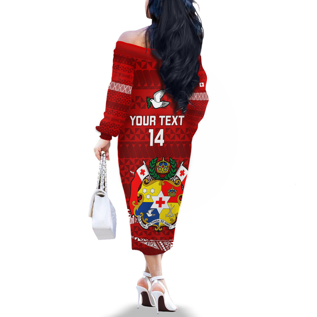 Custom Tonga Rugby Family Matching Off Shoulder Long Sleeve Dress and Hawaiian Shirt 2023 Ikale Tahi Tongan Ngatu Pattern LT14 - Polynesian Pride
