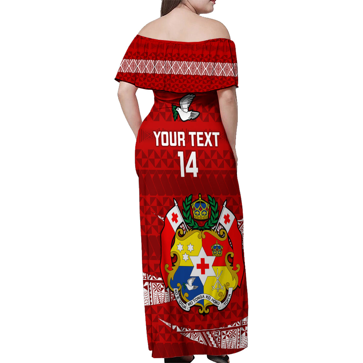 Custom Tonga Rugby Family Matching Off Shoulder Maxi Dress and Hawaiian Shirt 2023 Ikale Tahi Tongan Ngatu Pattern LT14 - Polynesian Pride