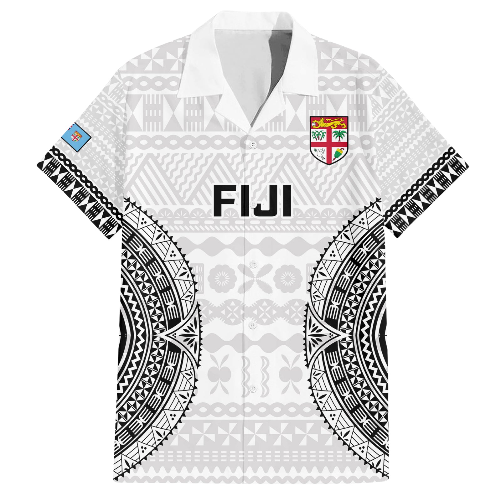 Fiji Rugby Hawaiian Shirt 2023 Go Champions World Cup Fijian Tapa Pattern LT14 White - Polynesian Pride