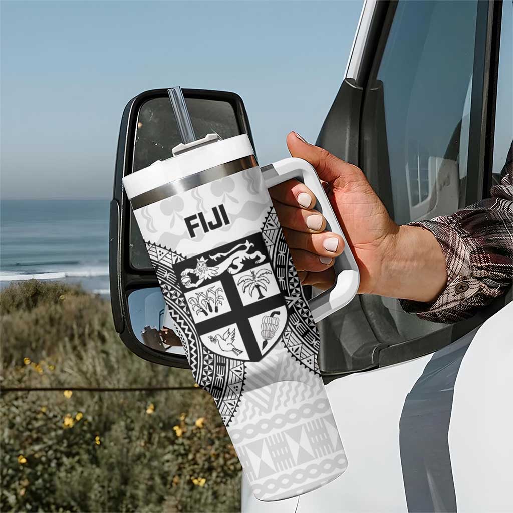 Fiji Rugby Tumbler With Handle Go Champions World Cup Fijian Tapa Pattern