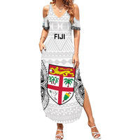 Custom Fiji Rugby Summer Maxi Dress 2023 Go Champions World Cup Fijian Tapa Pattern LT14 Women White - Polynesian Pride