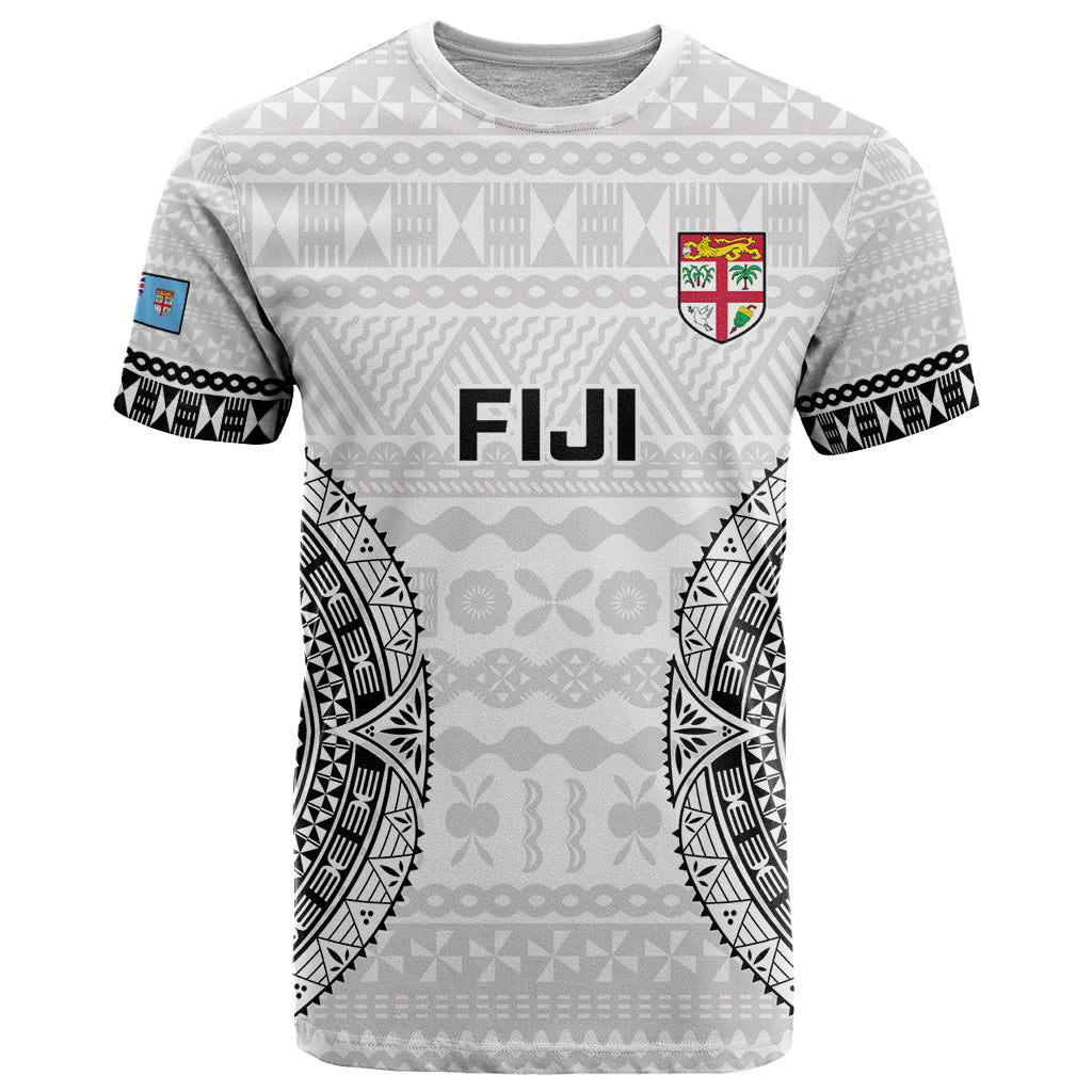 Custom Fiji Rugby T Shirt Go Champions World Cup Fijian Tapa Pattern LT14 White - Polynesian Pride