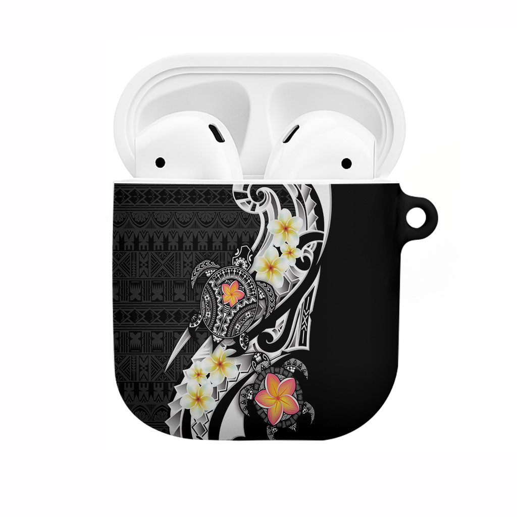 Bula Fiji Tapa Turtle AirPods Case Plumeria Fijian Masi Vonu Black