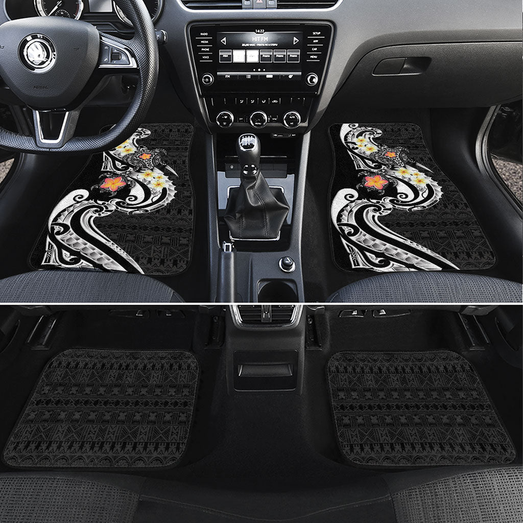 Bula Fiji Tapa Turtle Car Mats Plumeria Fijian Masi Vonu Black