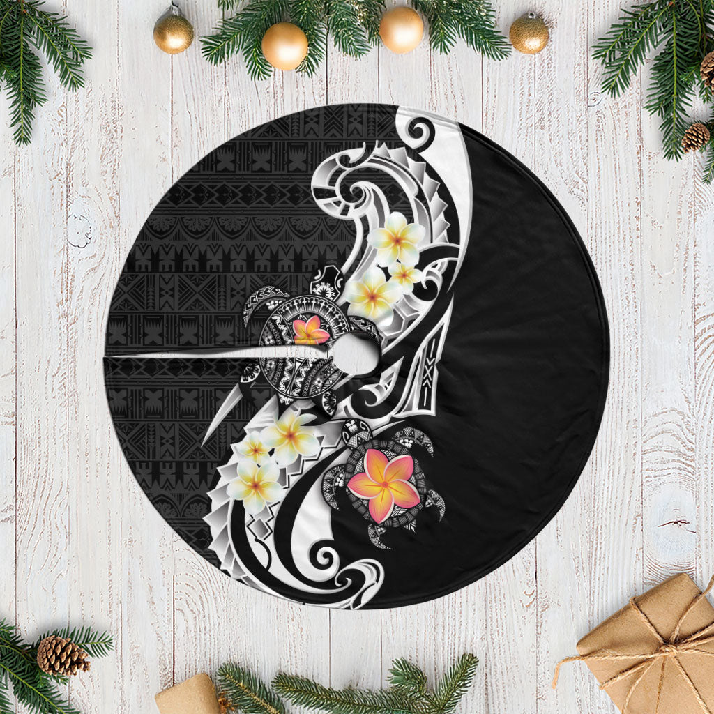 Bula Fiji Tapa Turtle Tree Skirt Plumeria Fijian Masi Vonu Black LT14 Casual Black - Polynesian Pride