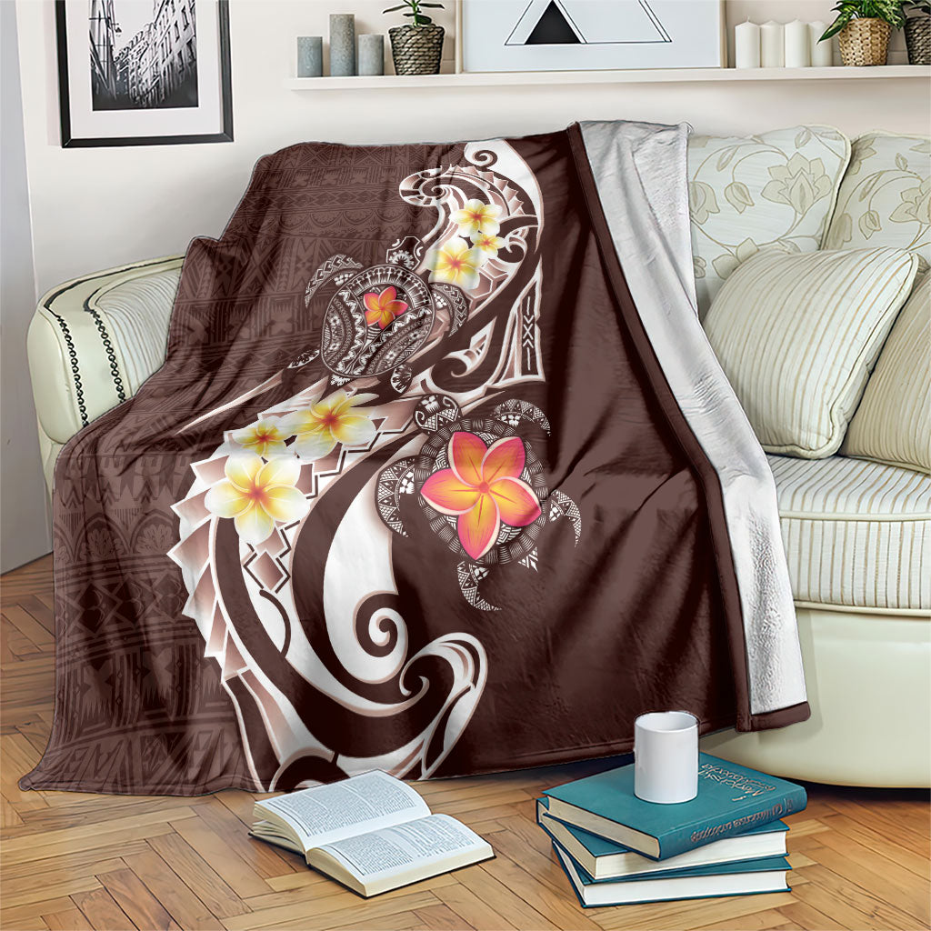 Bula Fiji Tapa Turtle Blanket Plumeria Fijian Masi Vonu Brown