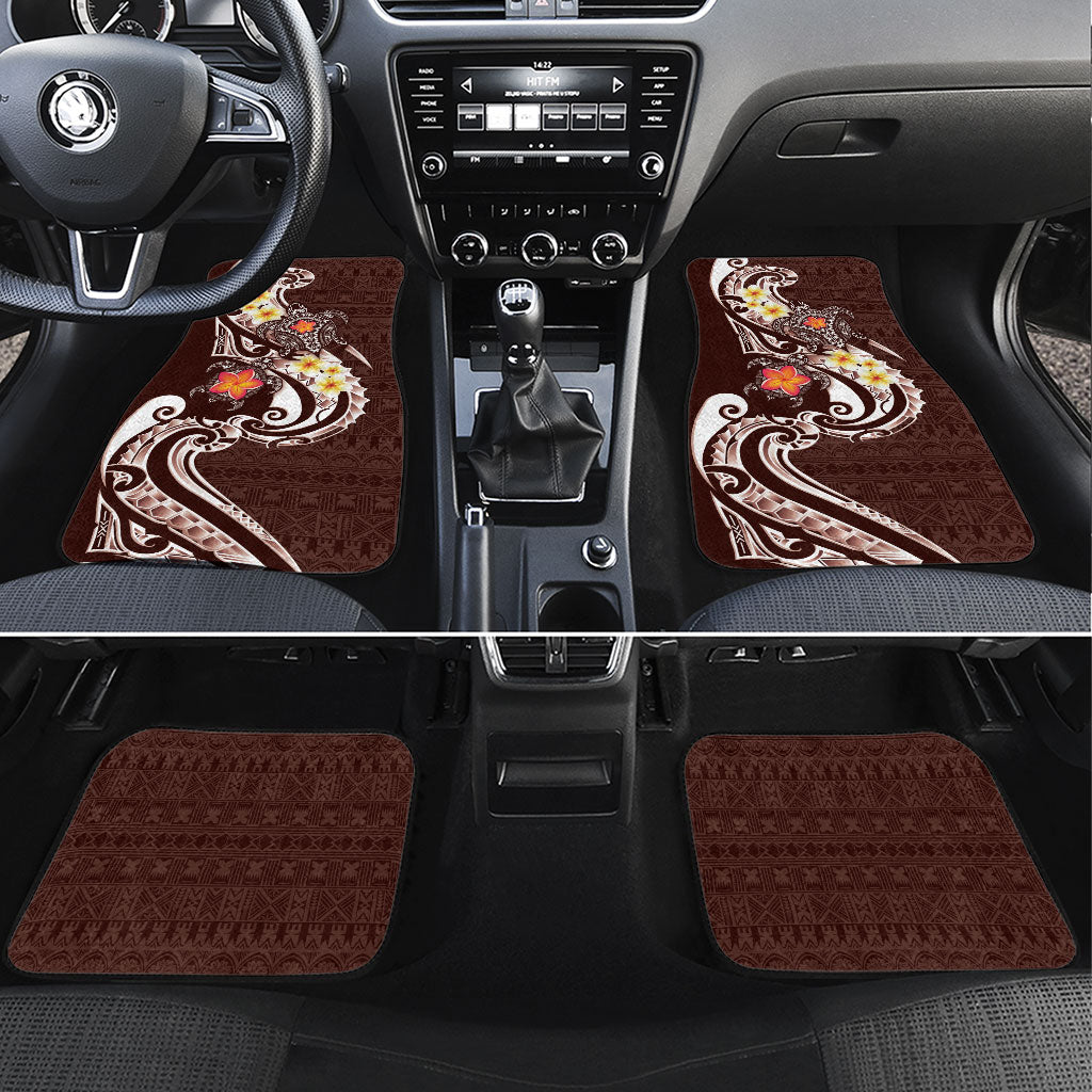 Bula Fiji Tapa Turtle Car Mats Plumeria Fijian Masi Vonu Brown