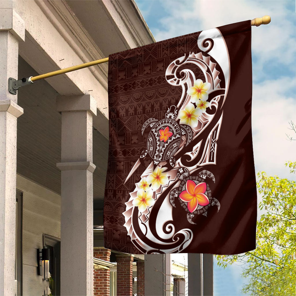Bula Fiji Tapa Turtle Garden Flag Plumeria Fijian Masi Vonu Brown