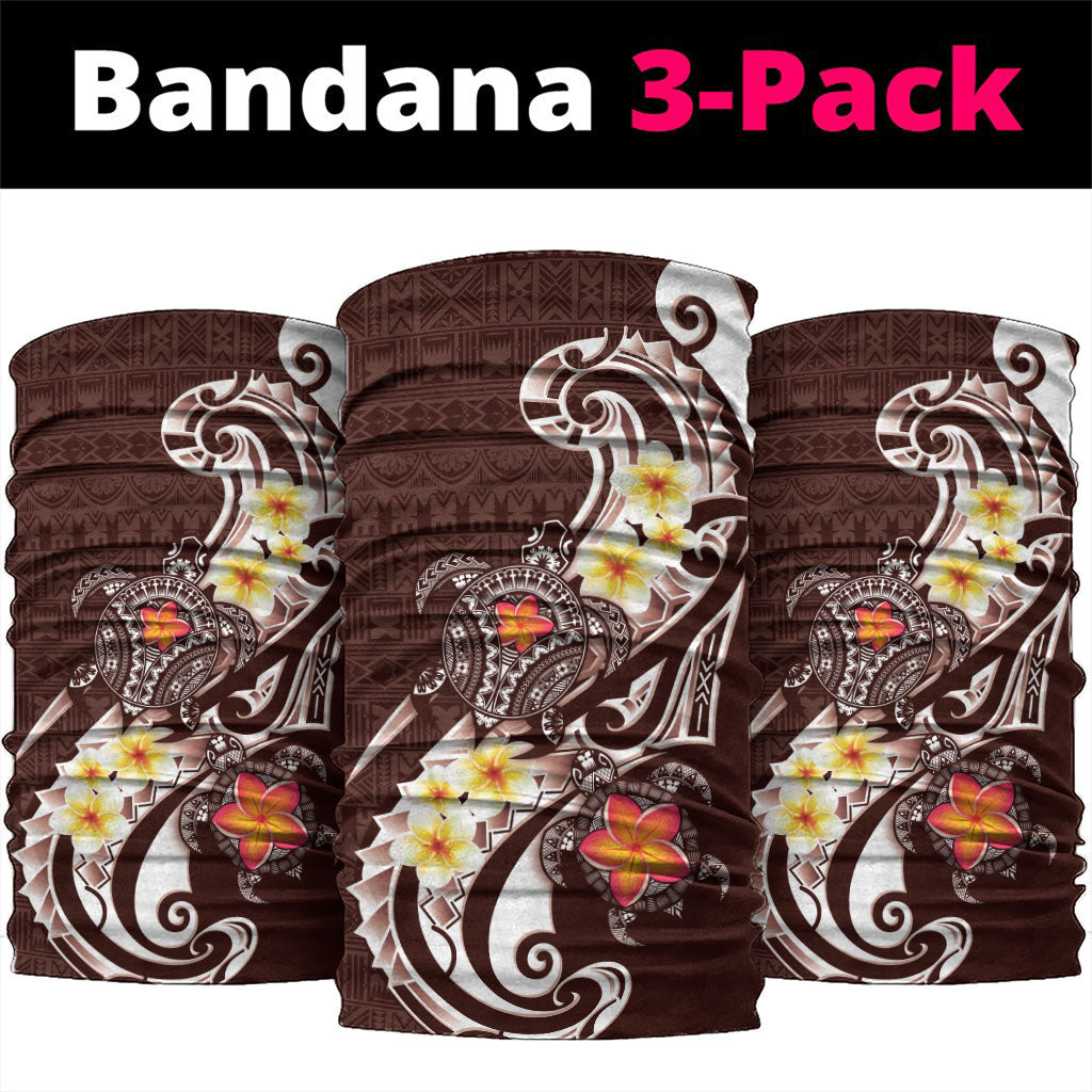 Bula Fiji Tapa Turtle Neck Gaiter Plumeria Fijian Masi Vonu Brown LT14 package One Size: 25*50cm Brown - Polynesian Pride