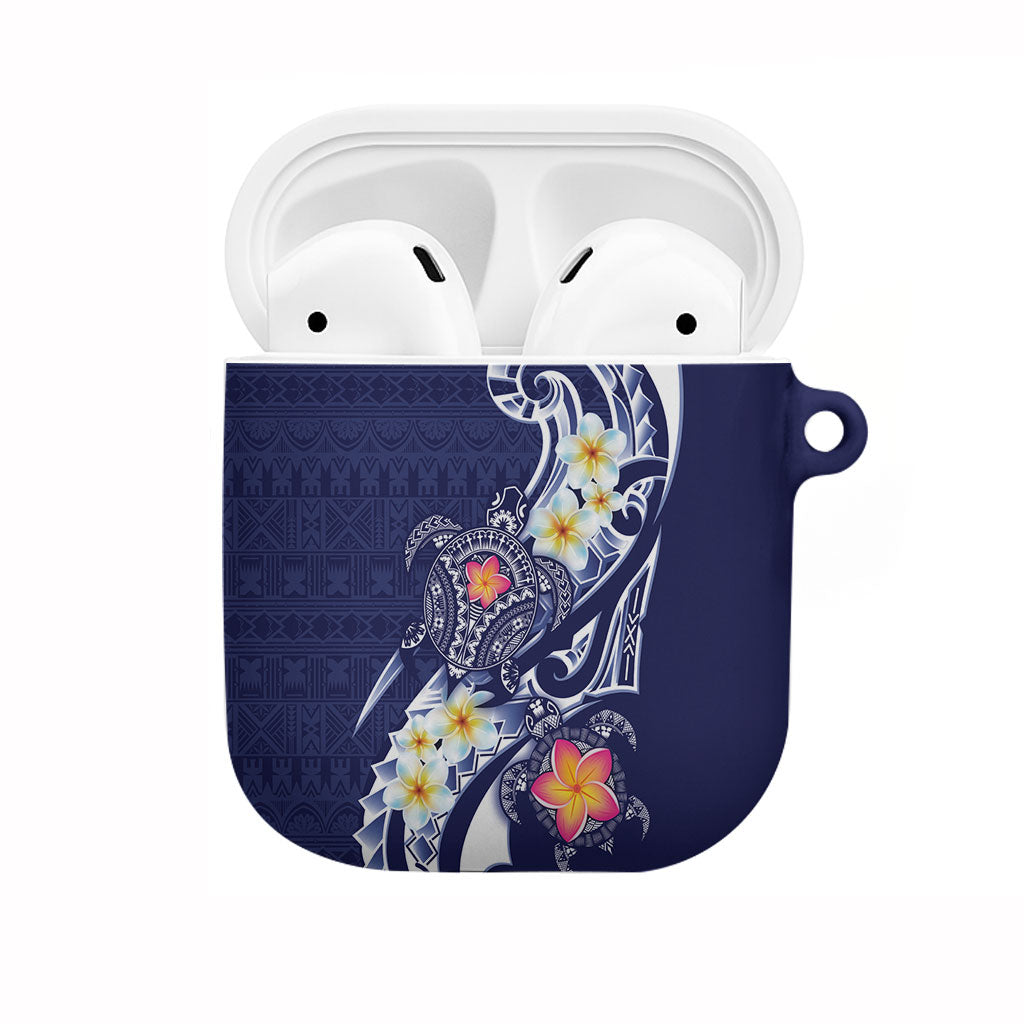 Bula Fiji Tapa Turtle AirPods Case Plumeria Fijian Masi Vonu Midnight Blue