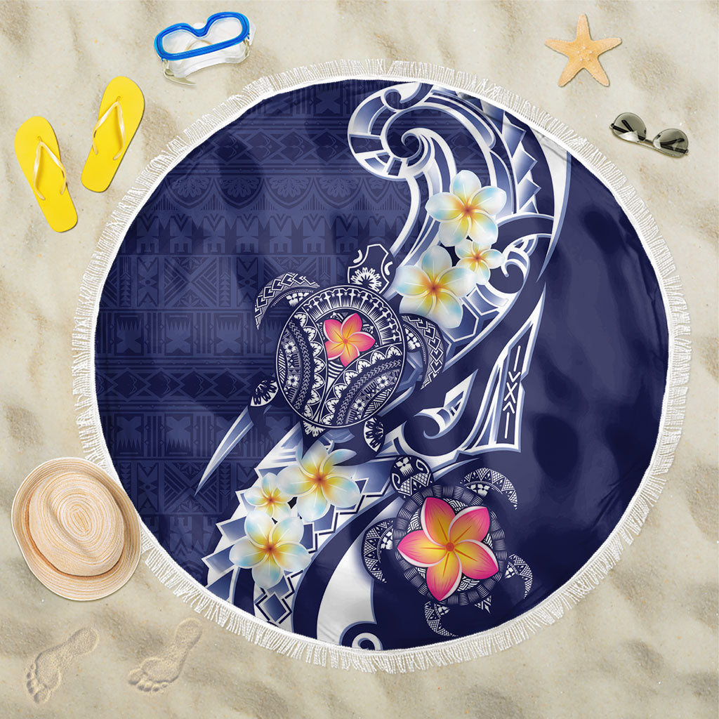 Bula Fiji Tapa Turtle Beach Blanket Plumeria Fijian Masi Vonu Midnight Blue LT14 One Size 150cm Midnight Blue - Polynesian Pride