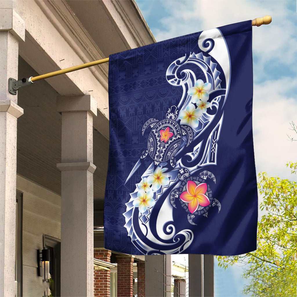 Bula Fiji Tapa Turtle Garden Flag Plumeria Fijian Masi Vonu Midnight Blue