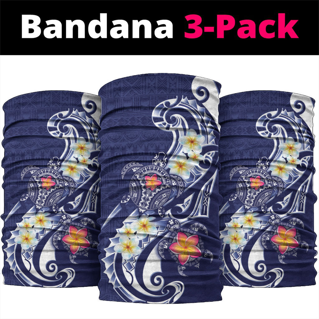 Bula Fiji Tapa Turtle Neck Gaiter Plumeria Fijian Masi Vonu Midnight Blue LT14 package One Size: 25*50cm Midnight Blue - Polynesian Pride