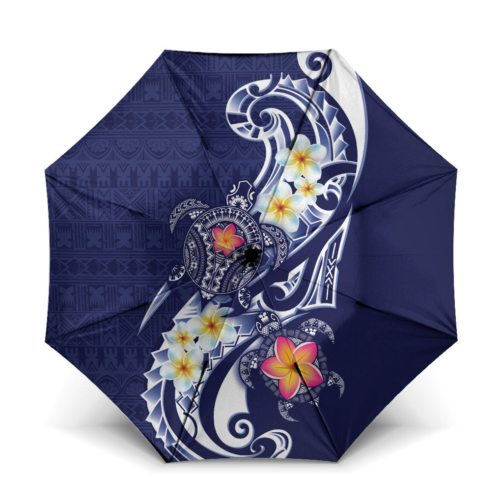 Bula Fiji Tapa Turtle Umbrella Plumeria Fijian Masi Vonu Midnight Blue