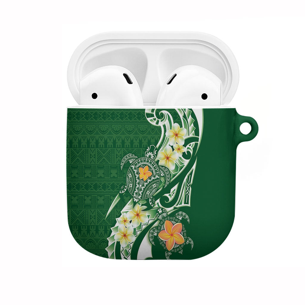 Bula Fiji Tapa Turtle AirPods Case Plumeria Fijian Masi Vonu Green