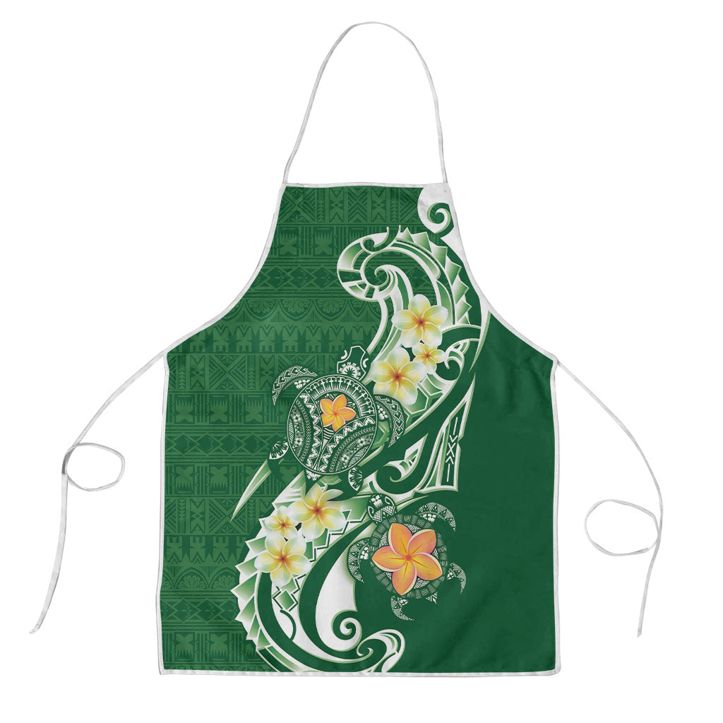 Bula Fiji Tapa Turtle Apron Plumeria Fijian Masi Vonu Green LT14 Green - Polynesian Pride