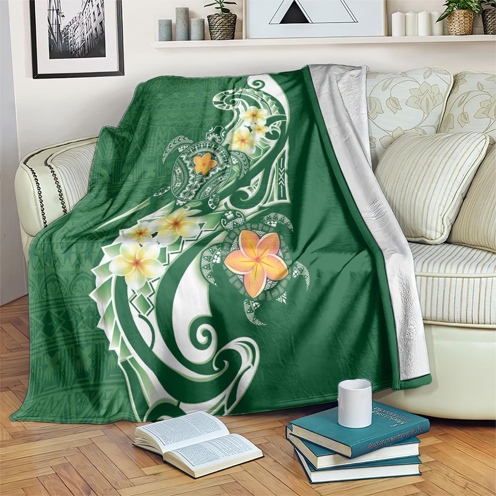 Bula Fiji Tapa Turtle Blanket Plumeria Fijian Masi Vonu Green