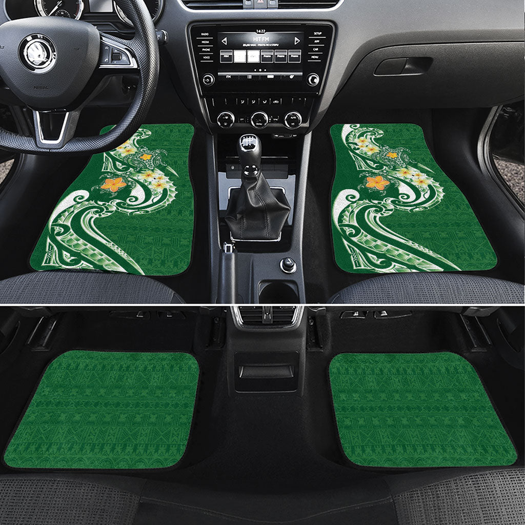 Bula Fiji Tapa Turtle Car Mats Plumeria Fijian Masi Vonu Green