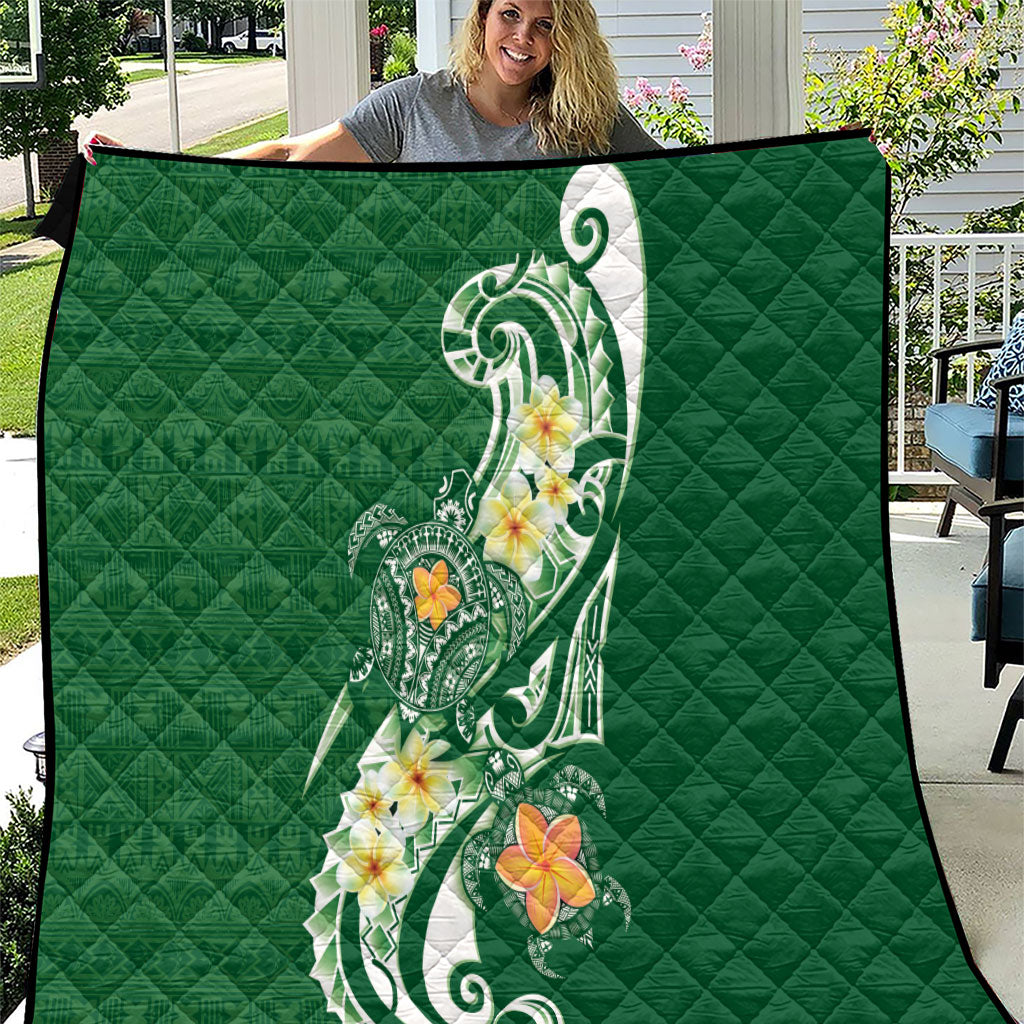 Bula Fiji Tapa Turtle Quilt Plumeria Fijian Masi Vonu Green