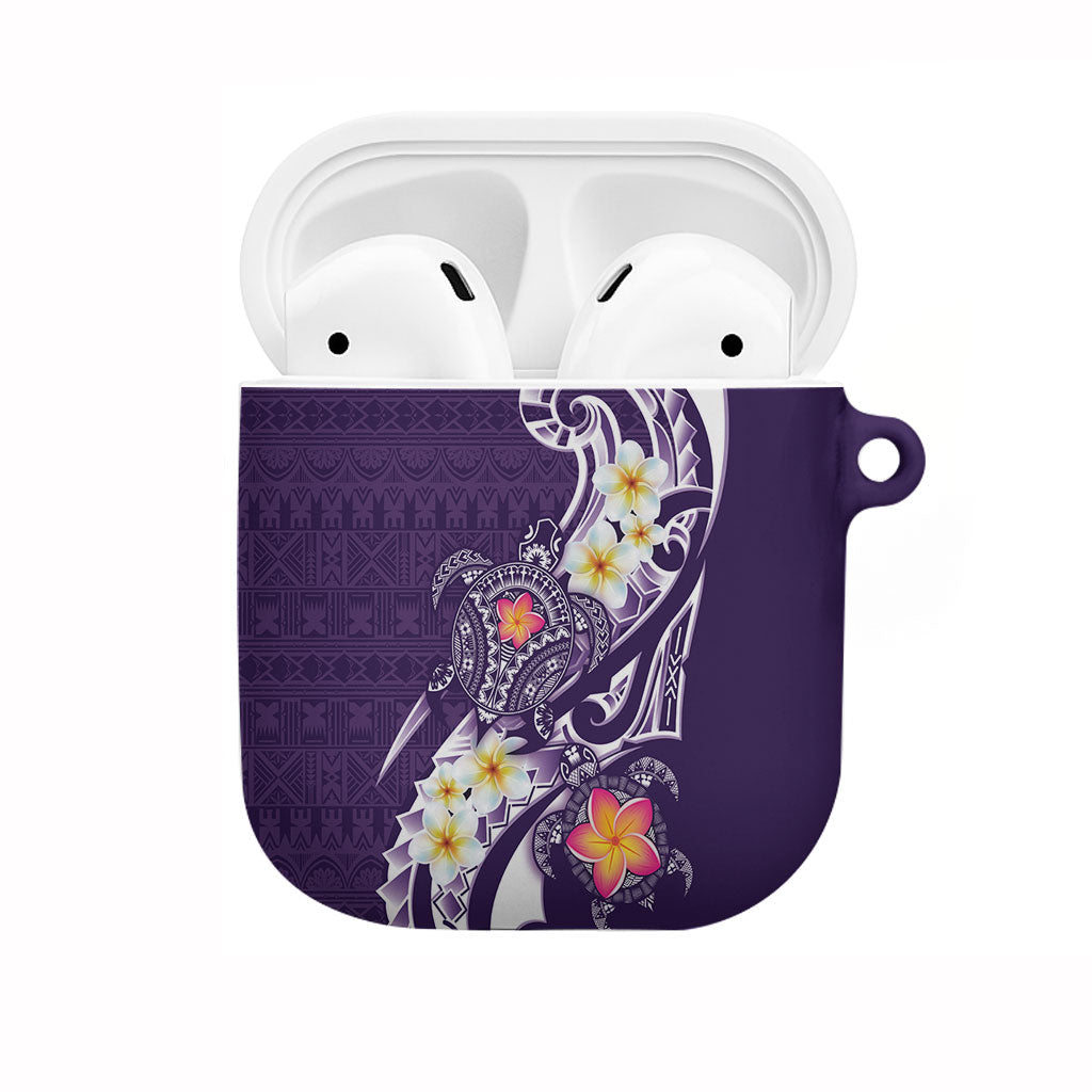 Bula Fiji Tapa Turtle AirPods Case Plumeria Fijian Masi Vonu Purple