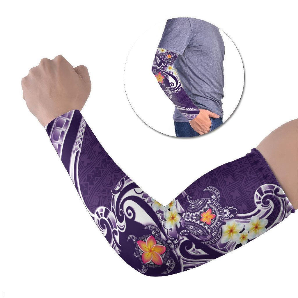 Bula Fiji Tapa Turtle Arm Sleeves Plumeria Fijian Masi Vonu Purple