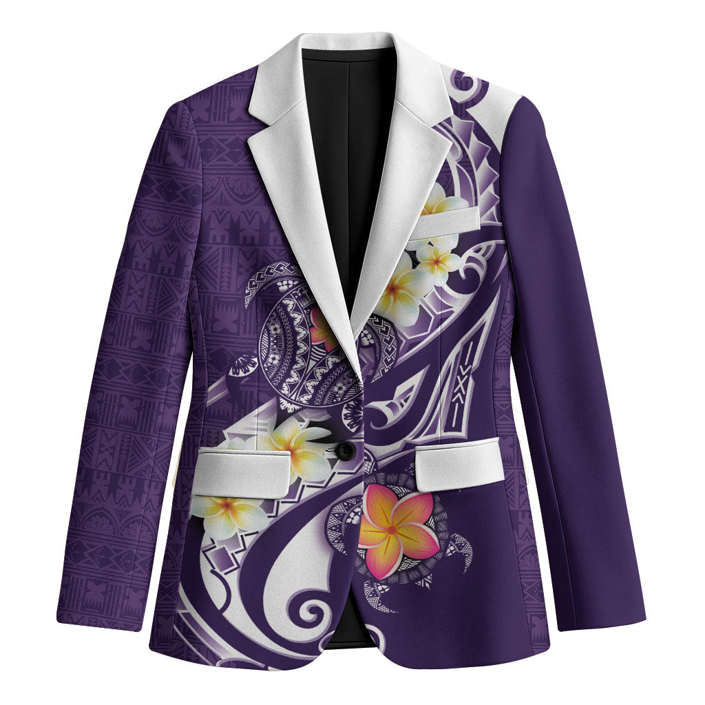 Bula Fiji Tapa Turtle Blazer Plumeria Fijian Masi Vonu Purple