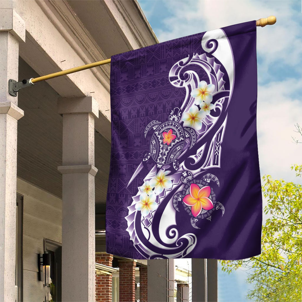 Bula Fiji Tapa Turtle Garden Flag Plumeria Fijian Masi Vonu Purple