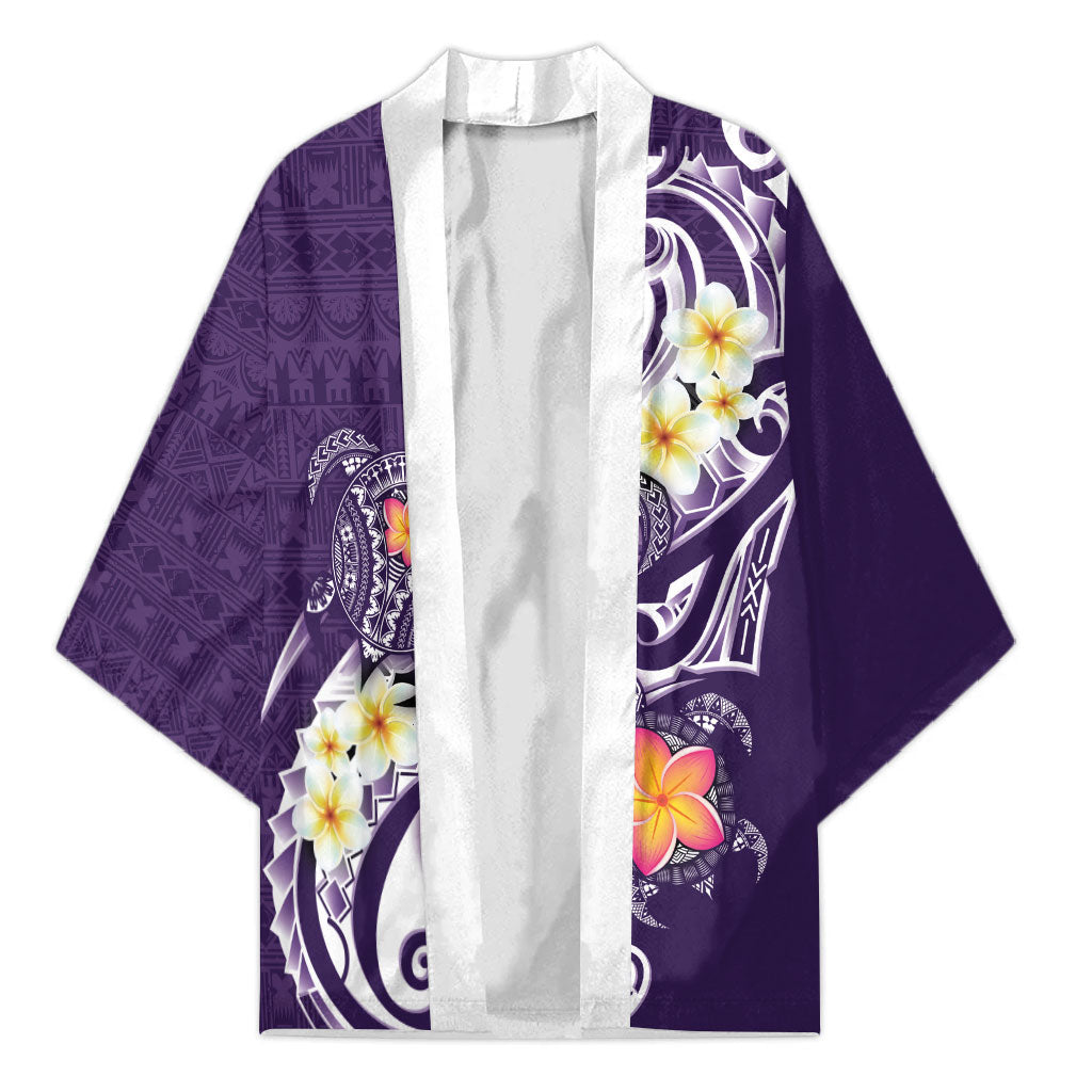 Bula Fiji Tapa Turtle Kimono Plumeria Fijian Masi Vonu Purple
