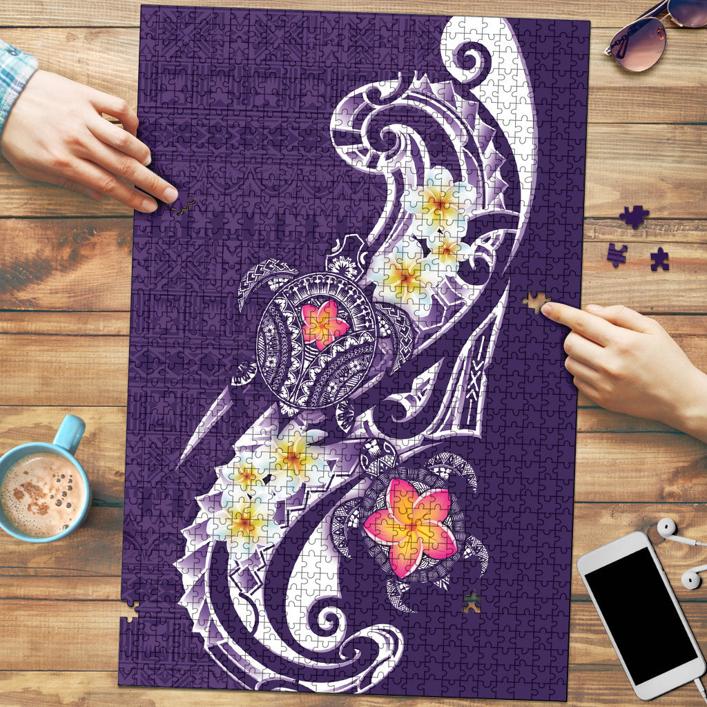 Bula Fiji Tapa Turtle Puzzle Plumeria Fijian Masi Vonu Purple