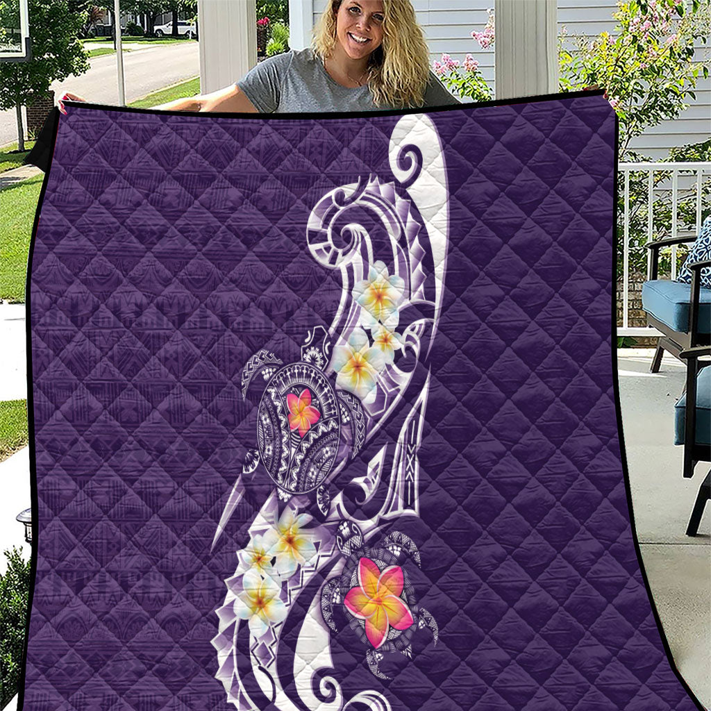 Bula Fiji Tapa Turtle Quilt Plumeria Fijian Masi Vonu Purple