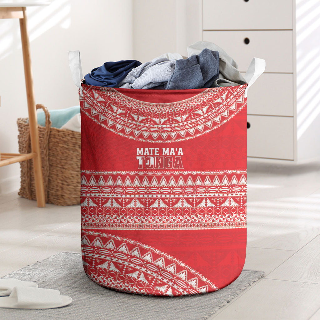 Mate Ma'a Tonga 2026 Rugby Laundry Basket Go Champions Tongan Ngatu Pattern